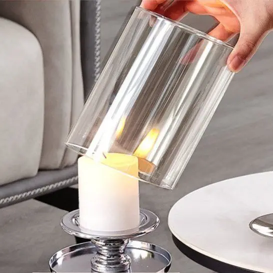 Naxilai 1pcs 10x12cm Open Ended Candle Shade Hurricane Candle Holder Sleeve Glass Lamp Shade Replacement