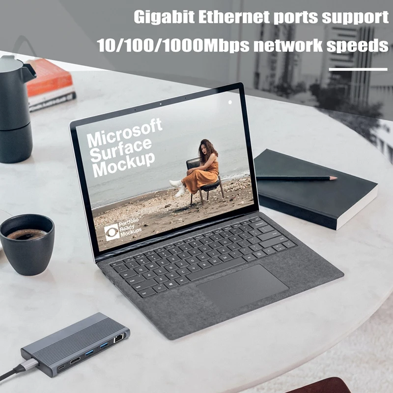 New-USB C Hub M.2 SSD Enclosure -Compatible+USB3.1+RJ45+PD Type-C Docking Station For M.2 NVME NGFF SSD For