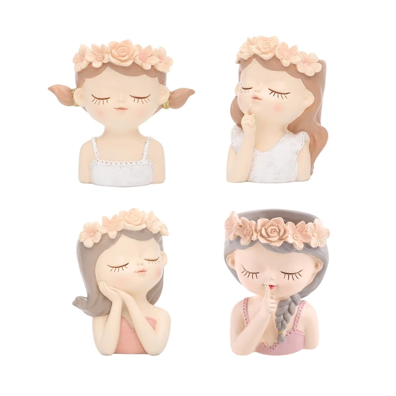 Girl for Head Face Plant Pots Indoor Office Decoration Perfect Gifting Flowerpot Cartoon Girl Plant Pot Outdoor Indoor