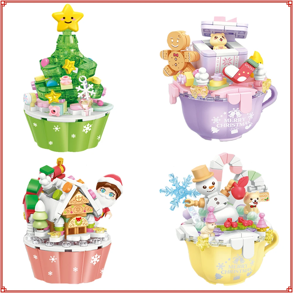 Christmas Tree Cake Building Blocks Classic Popularity Representative Snowman Gingerbread House Assembly Model Toy Holiday Gift