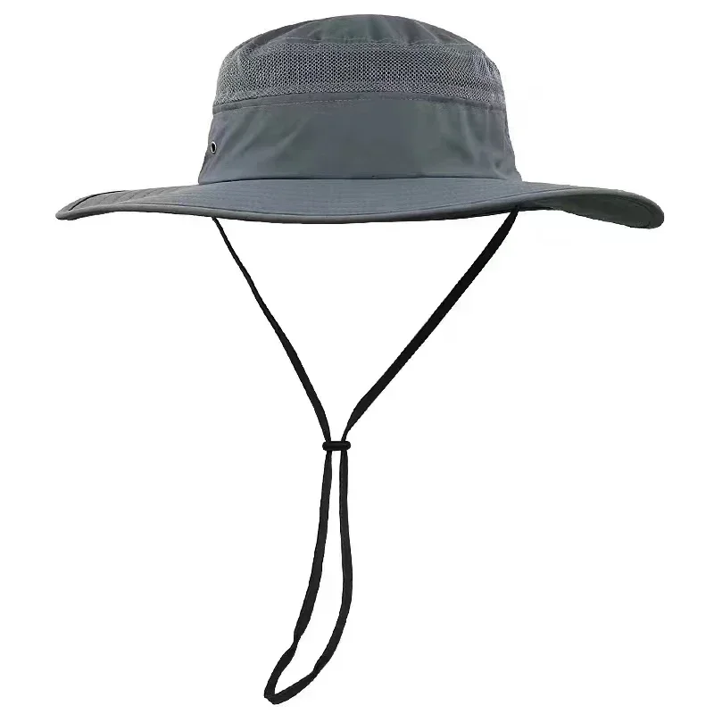 

Panama Men's Hat Big Brim Bucket Hat Fashionable Outdoor Climbing Fishing Hat Sunscreen Mesh Breathable Cap Summer