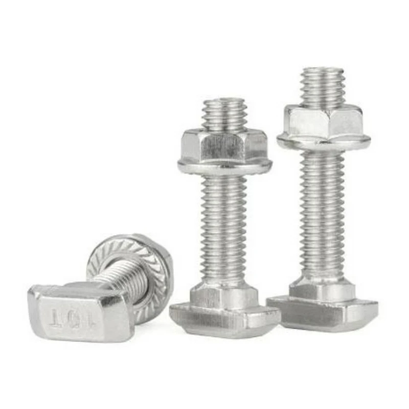 304 Stainless Steel Eu Standard T-shaped Screw Set M5 M6 M8 M10 Hammer Head Bolt for T-Slot 20 30 40 45 Series Aluminum Profile