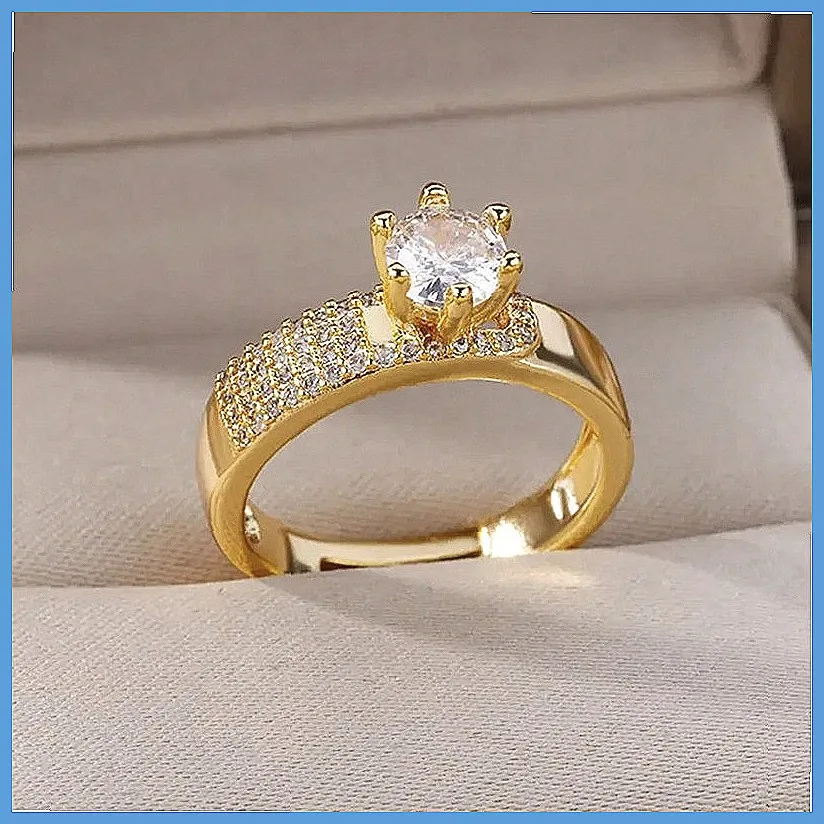 Zircon Inlaid Copper Ring for Men & Women, Cross-border Fashion Jewelry Wholesale for Amazon eBay Stores