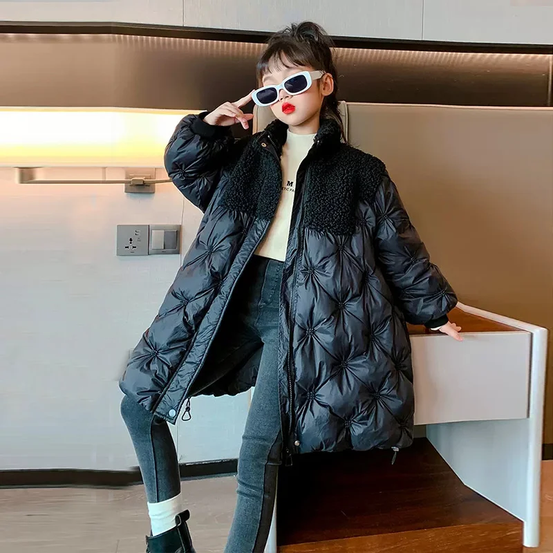 Girls Down Coat Jacket Cotton Outwear 2023 Loose Warm Thicken Winter Skiwear Windproof Teenagers Children\'s Clothing