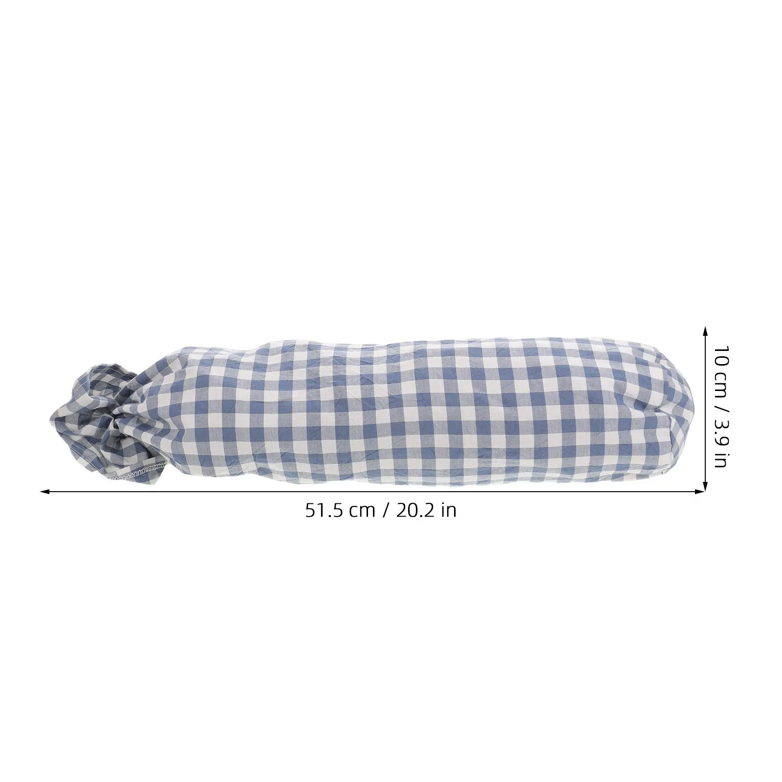 Pure Cotton Neck Roll Pillow Cover Soft Breathable Round Cylinder Pillowcase 15.8x4in Checked Cushion Cover for Bedroom Living