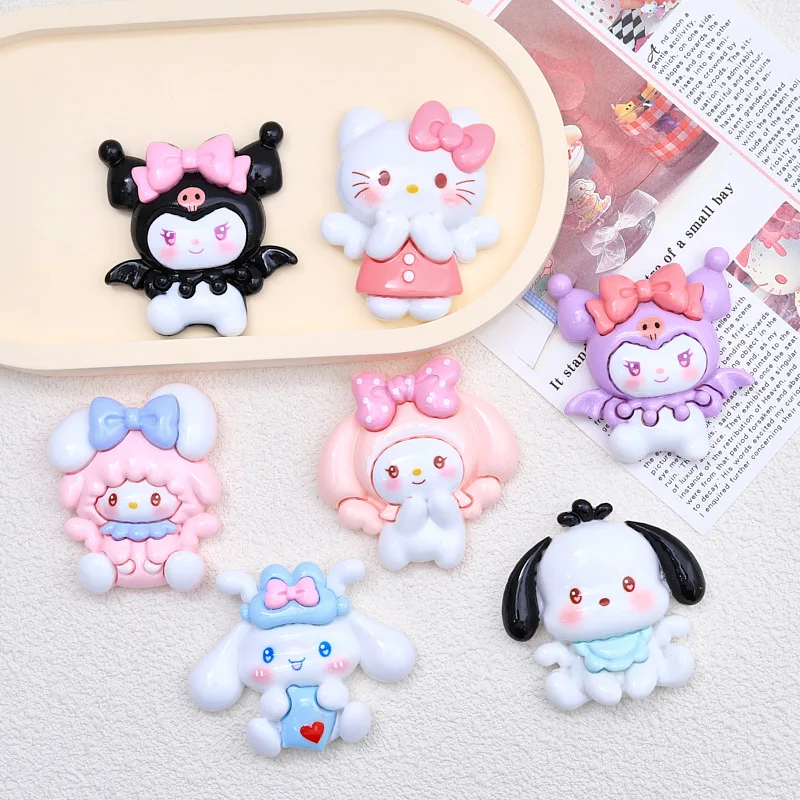 

large size Sanrio wing Kuromi Melody handmade accessories Cinnamoroll Pochacco Purin DIY decoration hair clip resin accessories