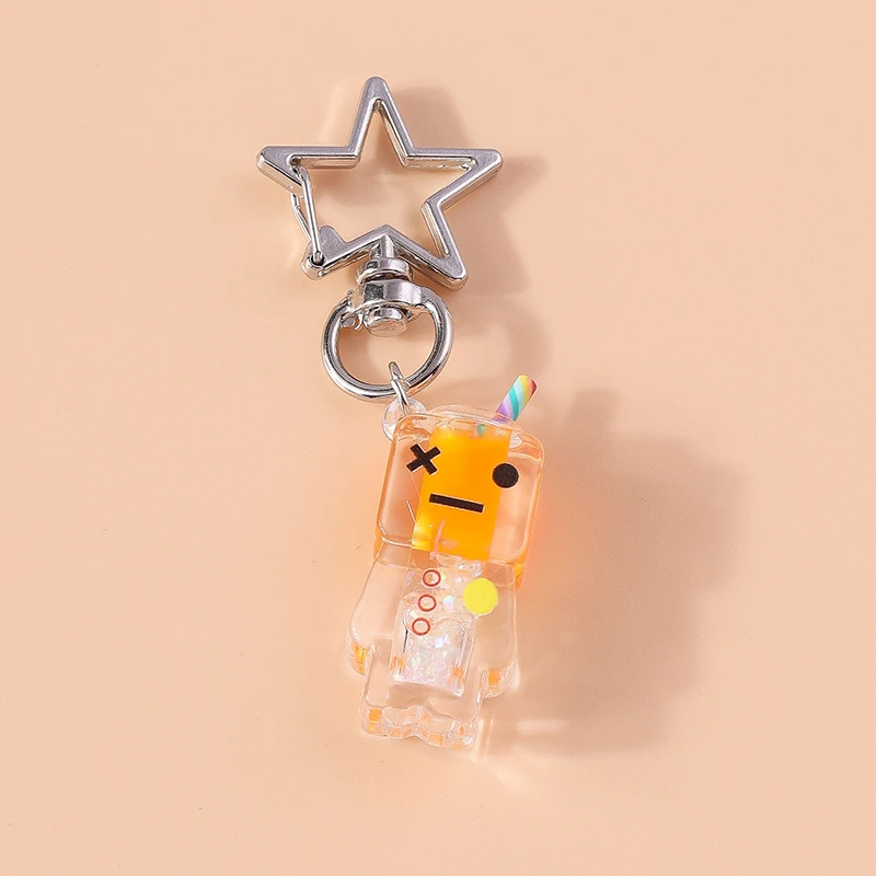 Creative Resin Simulation Drink Bottle Keychain Luminous Emotion Key Ring Pendant for Men Women Handbag Decor Jewelry Gifts