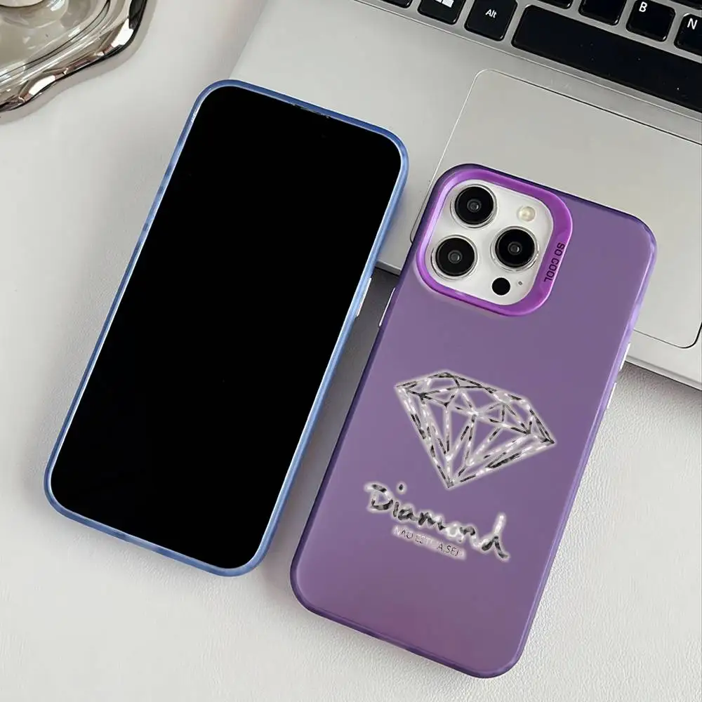 حار D-الماس العرض شركة الأزياء حالة الهاتف آيفون 16 15 14 13 12 17 برو ماكس زر معدني مستقل الكهربائي المحمول #2