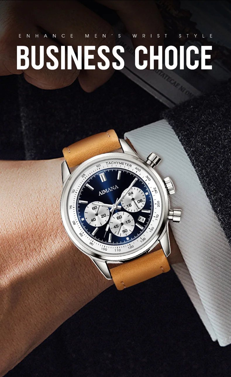 Reloj deportivo para hombre con correa de cuero: reloj elegante con correa duradera para una vida activa