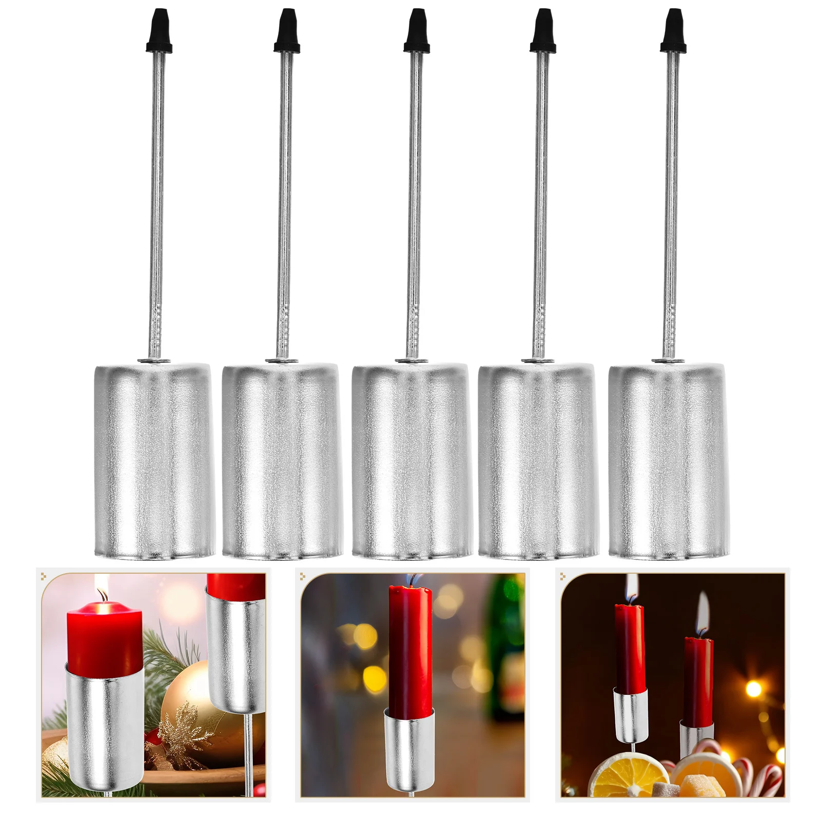 

5Pcs Christmas Cup Cylinder Iron Holder Spiked Festival Decor Christmas Tree Party Insert Party Favors