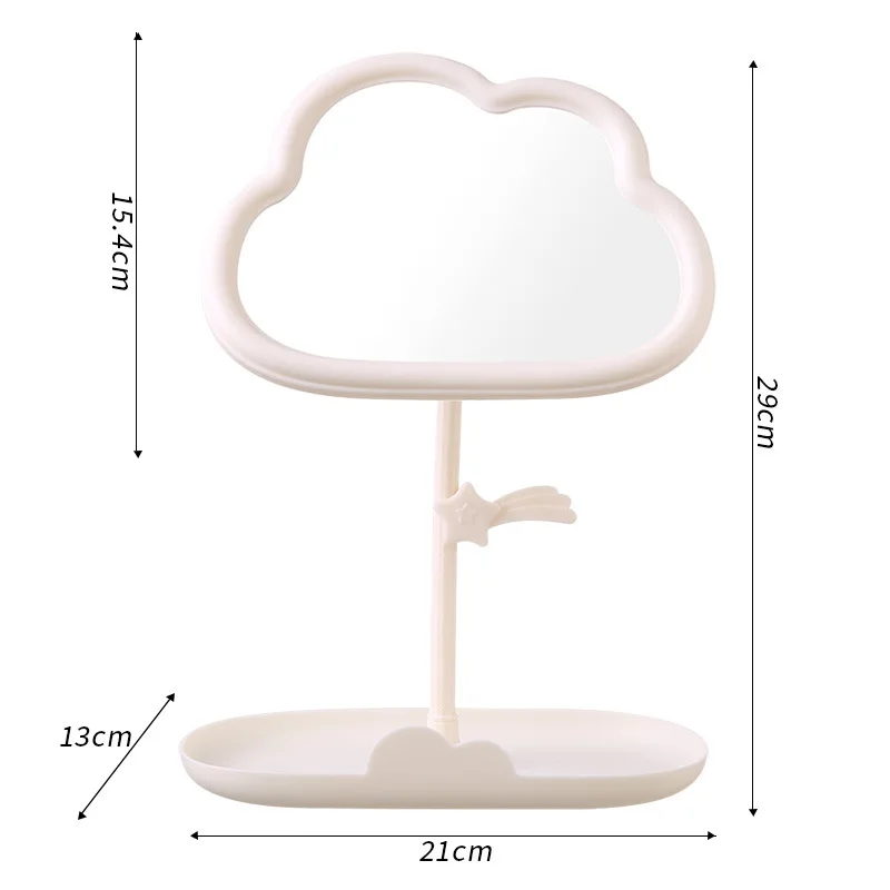 Kosmetikspiegel mit Tablett, wolkenförmiger Schminkspiegel, Schreibtisch-Kommode, Schmuck, Prinzessinnenspiegel mit Ablagefach