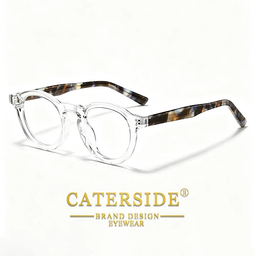 CATERSIDE Modische Herren-Anti-Blaulicht-Brille, Tr-90, runder Rahmen, flache Lichtbrille, Damen-Computer-Lese-Schutzbrille – Detail 5