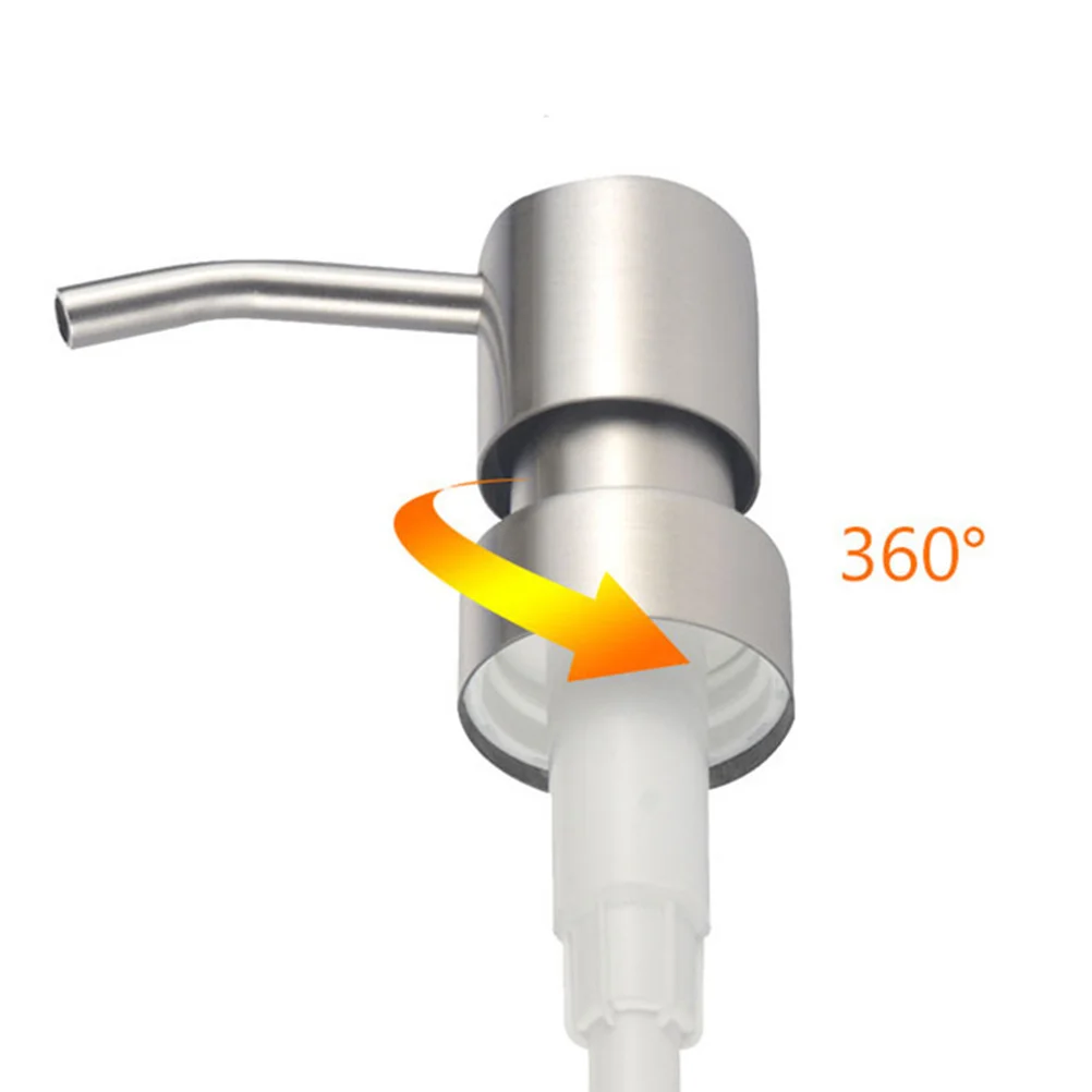 

Stainless Steel Nozzle Long Spout Pump Head 28 Teeth Replacement For Soap Dispenser Bottle Home Kitchen Bathroom Use