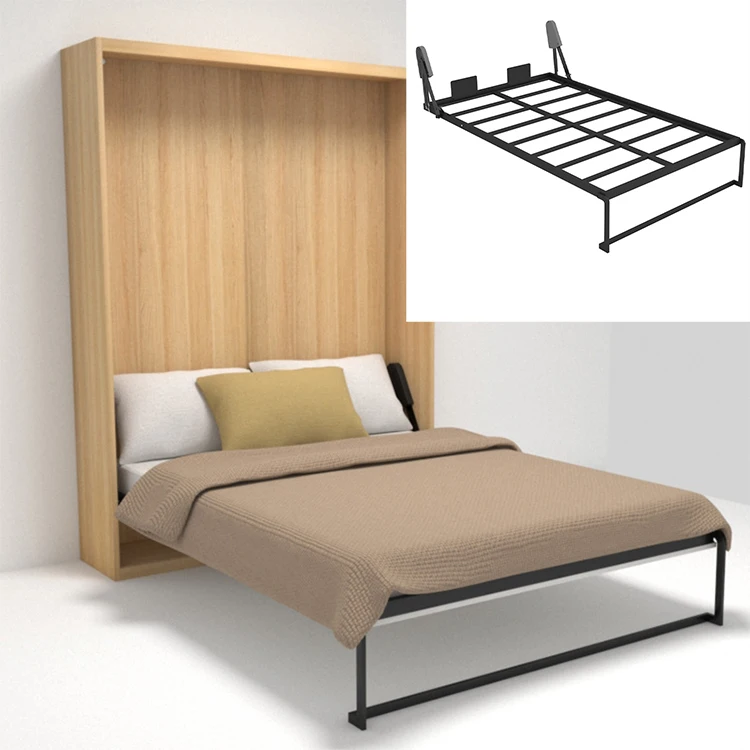 Folding Flip Murphy Bed Designs Foldable Wall-mounted Wall Bed Frame Hardware Queen Wall Murphy Bed Hardware Accessories image 2