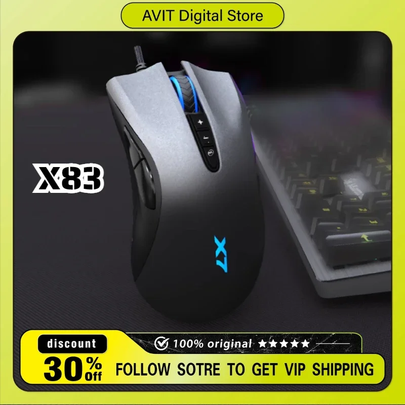 A4Tech Bloody X7 Series Wired Mouse X83 RGB Low-latency PAW3212 Sensor 2400dpi Macro E-sports Gamer Programming FPS Mouse Gifts