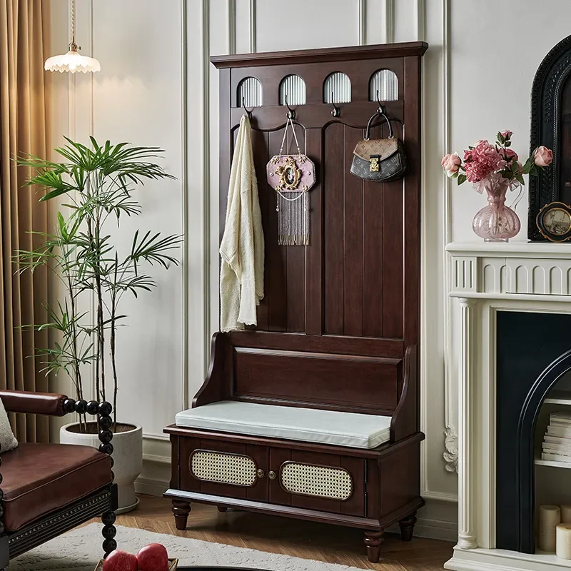American Solid Wood Porch Cabinet Entrance Hallway Storage Shoe Cabinet Living Room Partition Screen Sofa Block Integrated