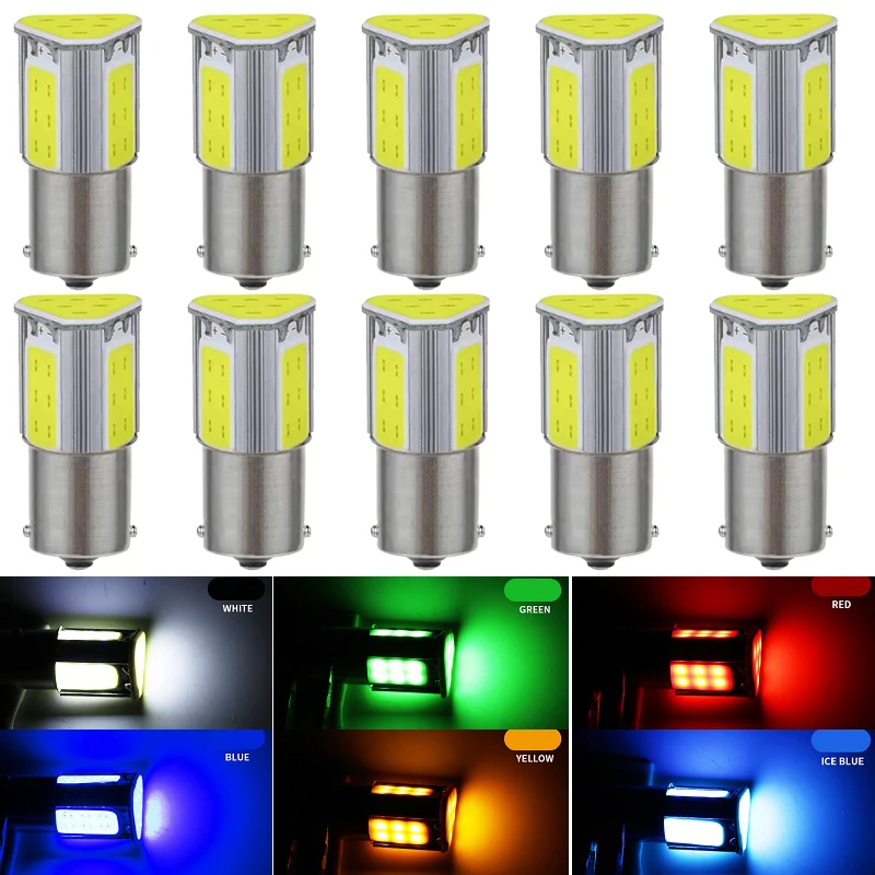 

2/10pcs P21W BAY15D BA15S P21/5W 1156 1157 Led COB 12V Auto Brake Light White Red Car Led Bulbs Rear Turn Signal Lamp Parking