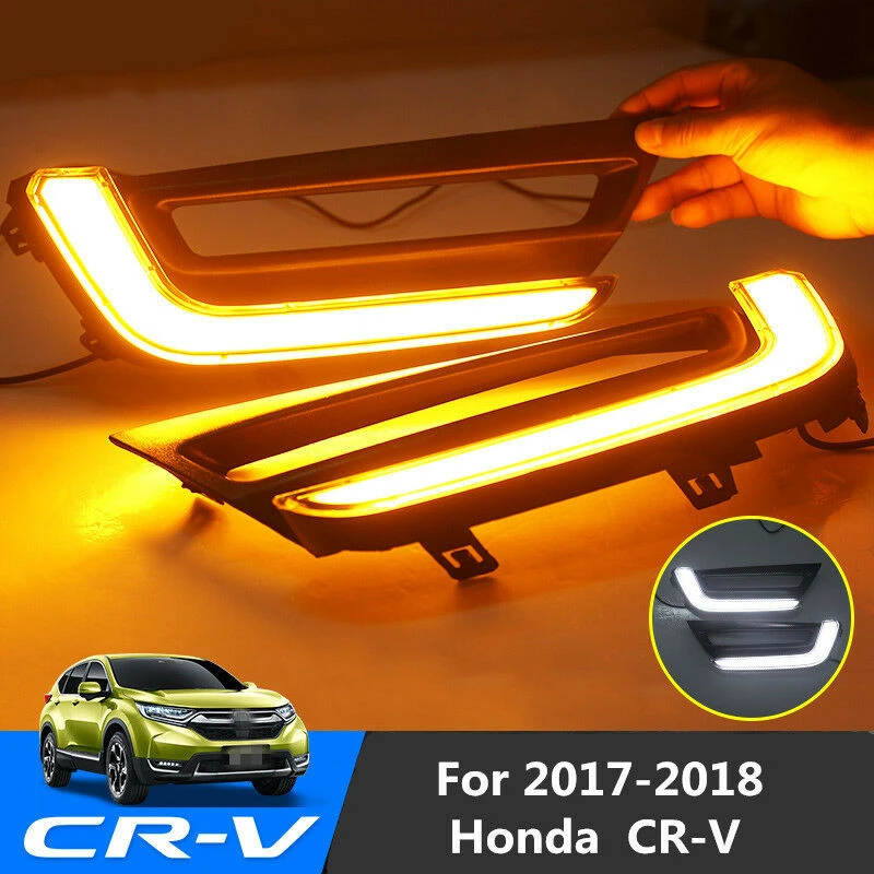 

For Honda CR-V CRV 2017.5-2018 2019 DRL Turn Signal Indicator Front Bumper Air Vent Cover Day Lamp LED Daytime Running Fog Light