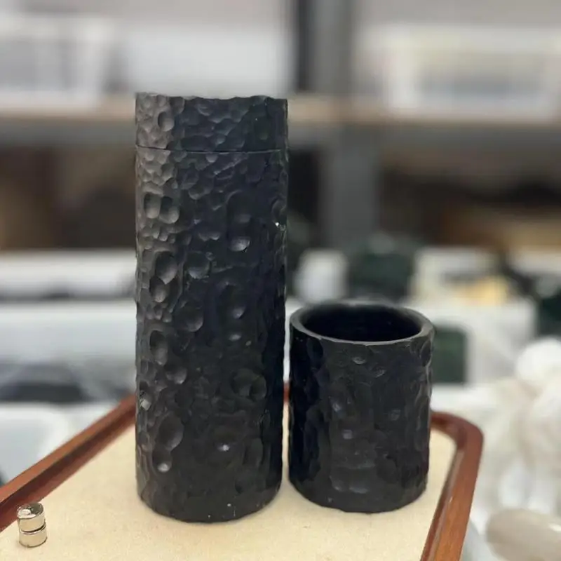 Natural Jade Teacup Chinese Tea Ceremony Health Gongfu Teaware Soaking Tea Straight Cup And Lid Kung Fu Teaset Meteorite Cups