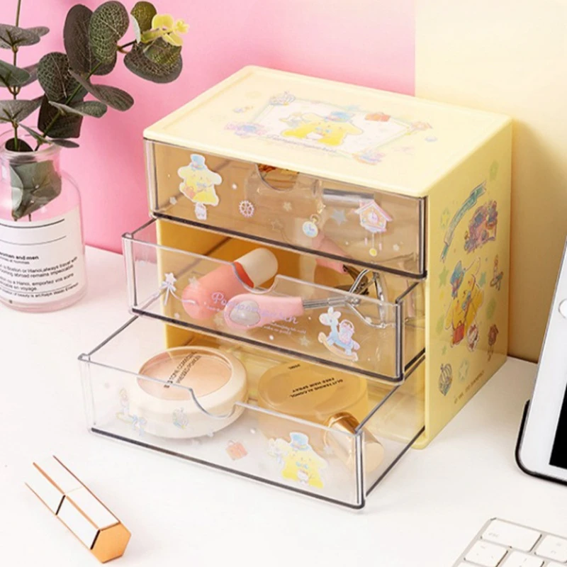 

MINISO Drawer Type Storage Desktop Stationery File Storage Box Cartoon Cute High Appearance Level Round Edge Corner Storage Box