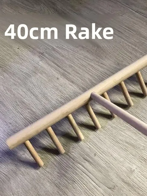 

Real Wood Triangular Multi-Toothed Rake Zen Japanese Sle Garden Lacape Stone Rake Yard Care Tool Scenic Construction