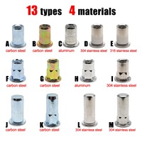 20pcs Rivet Nut Insert Rivnut M3 M4 M5 M6 M8 M10 M12 Blind Hexagon Flat Head Carbon Steel Aluminum 304 316 A2 A4 Stainless Steel