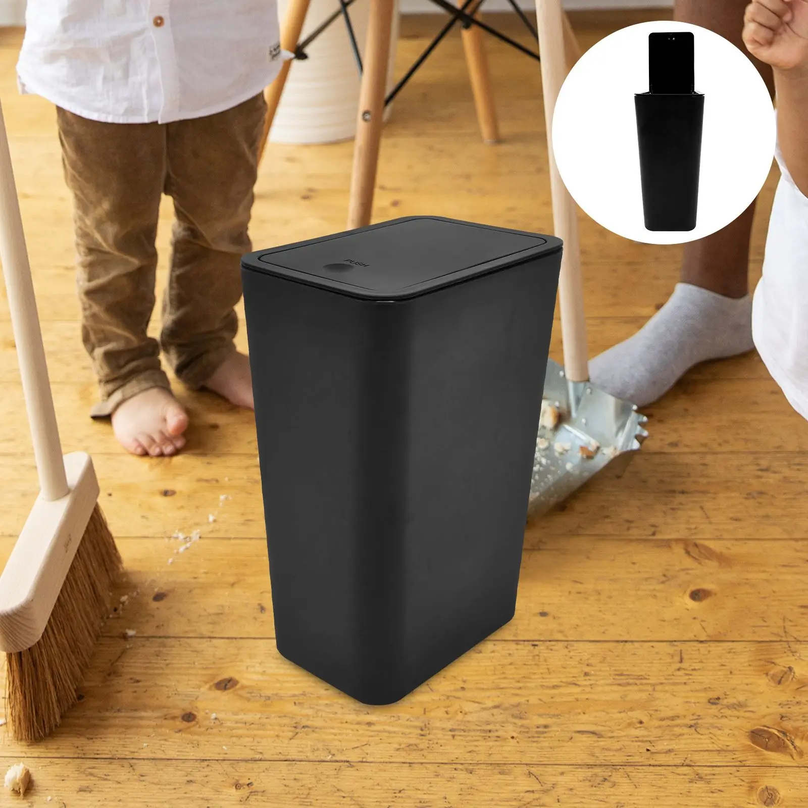 Small Press Type Garbage Can with Lid Kitchen Trashcan Bathroom Thicken Garbage Bucket Bedroom Office Storage Box Home Supply