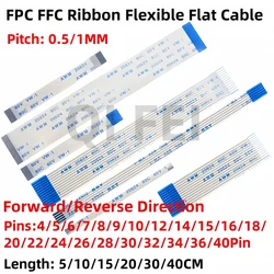 10PCS FPC FFC Ribbon Flexible Flat Cable Pitch 0.5 1.0MM 4/5/6/7/8/9/10/12/14/16/18/20/22/24/26/30/32/34/40Pin Forward Reverse