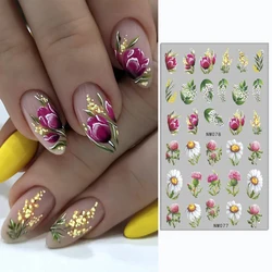 12patterns Summer Lavender Nail Water Decals Daffodils Lily Nail Art Transfer Stickers Tulip Flowers Sliders Decals Nail Decor