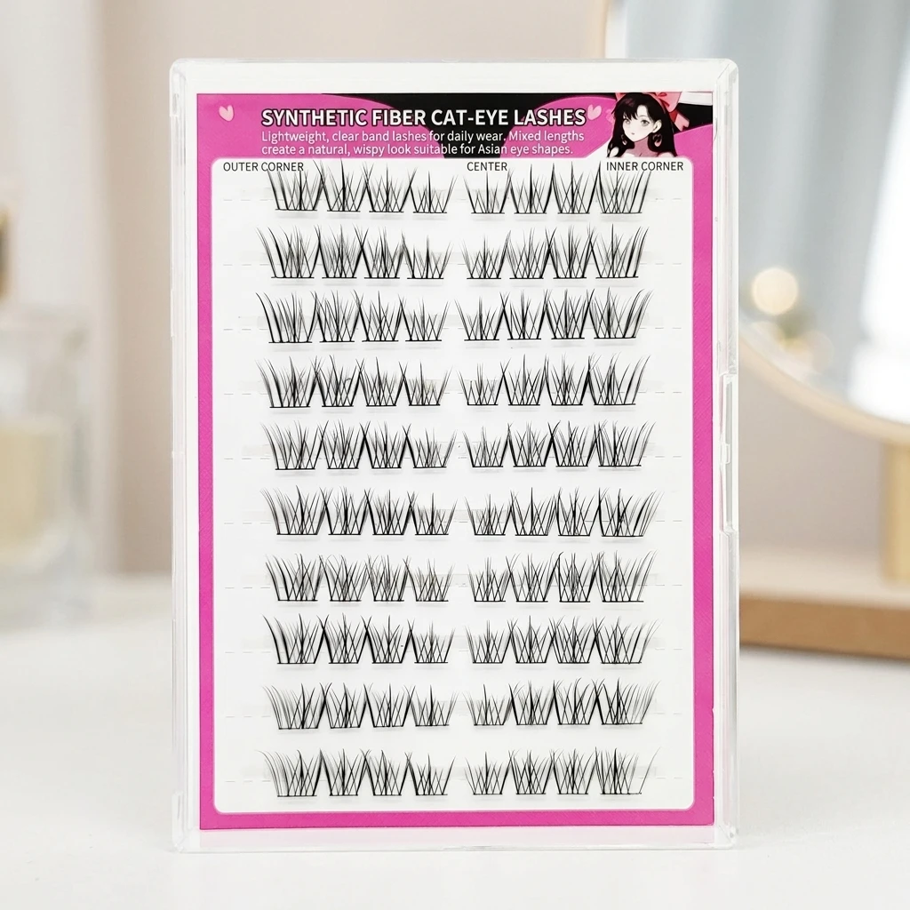 Eyelash Extension Cat Eye Wispy - Synthetic Fiber Cat-eye False Eyelashes 9-13