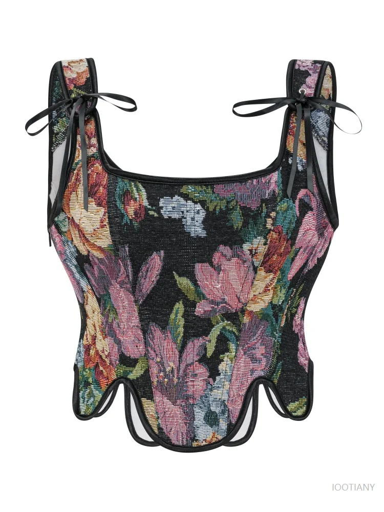 

Elegant Lolita Corset Evening Vintage Tight Floral Corset Tops Women Lingerie Sexy Slim Bandage Under Bust Corset Streetwear