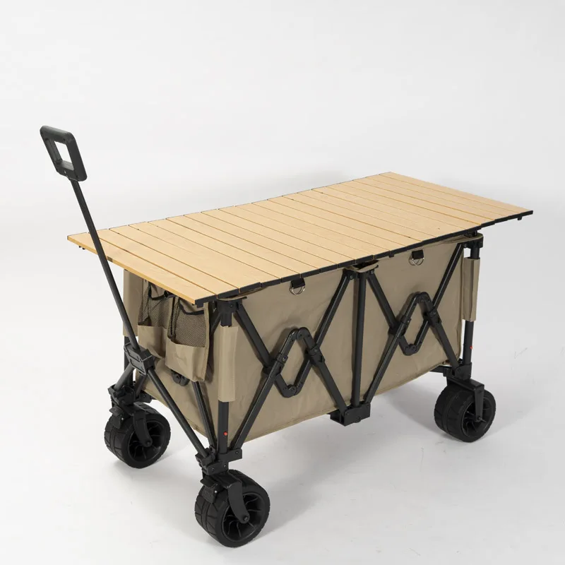 HITREE Collapsible Folding Wagon Portable Foldable Folding Garden Wagon Cart with Side Bag