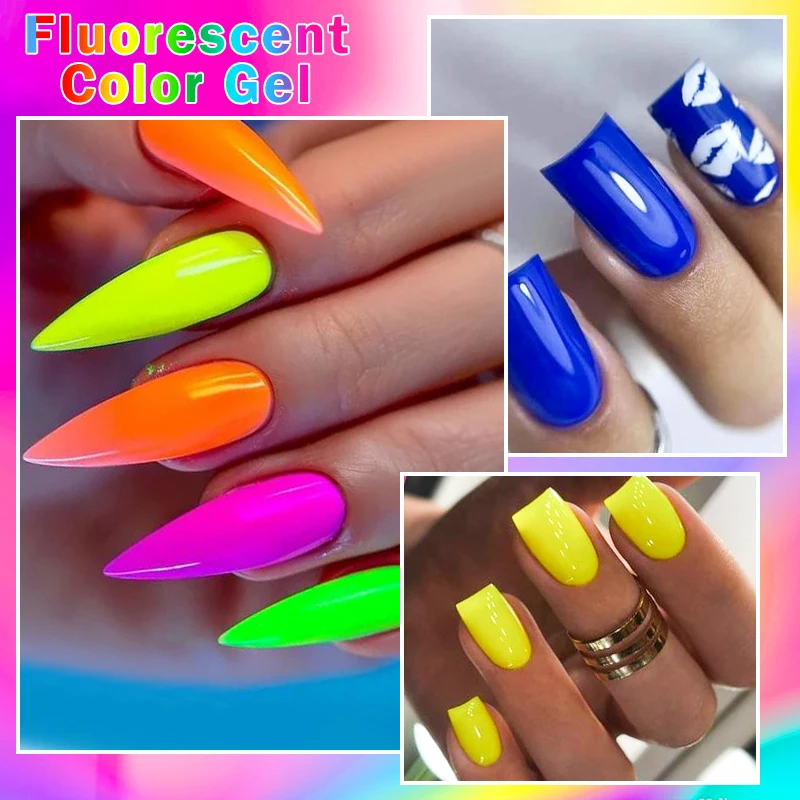 7.3ml Blue Fluorescent Color Gel Nail Polish Summer Neon Manicure Semi Permanent Nail polish UV Gel Varnish Nail Art For Nails