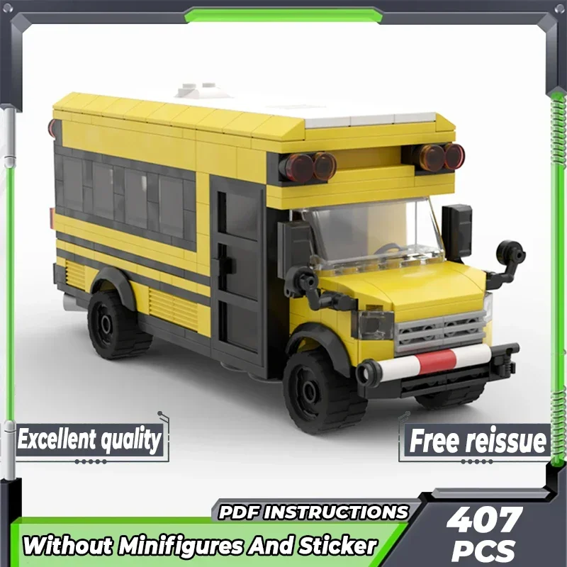 City Vehicle Model Moc Building Bricks America Short School Bus Technology Modular Blocks Gifts Christmas Toys DIY Sets Assembly