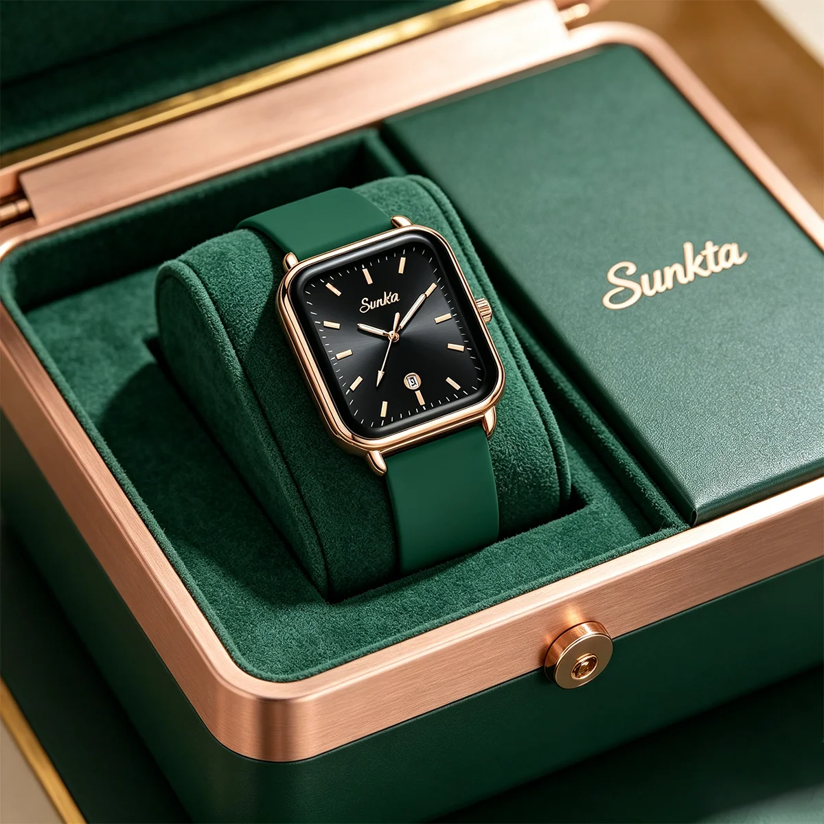 

SUNKTA 2026 Women's Watches Fashion Square Leather Strap Waterproof Luminous Women's Quartz Wristwatches With Gifts Reloj Mujer