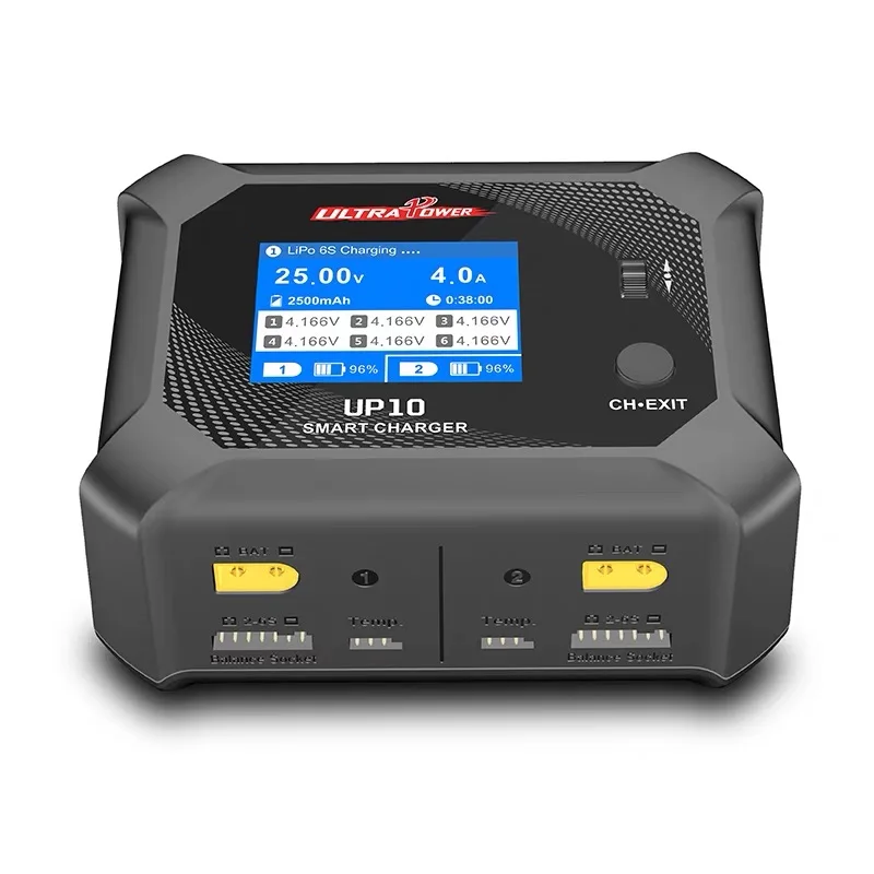For New Super Power UP10 Intelligent Balance Charger AC100W/DC200W 2.4 Inch IPS Screen/AC/DC Dual Mode/dual Channel Fast Charger