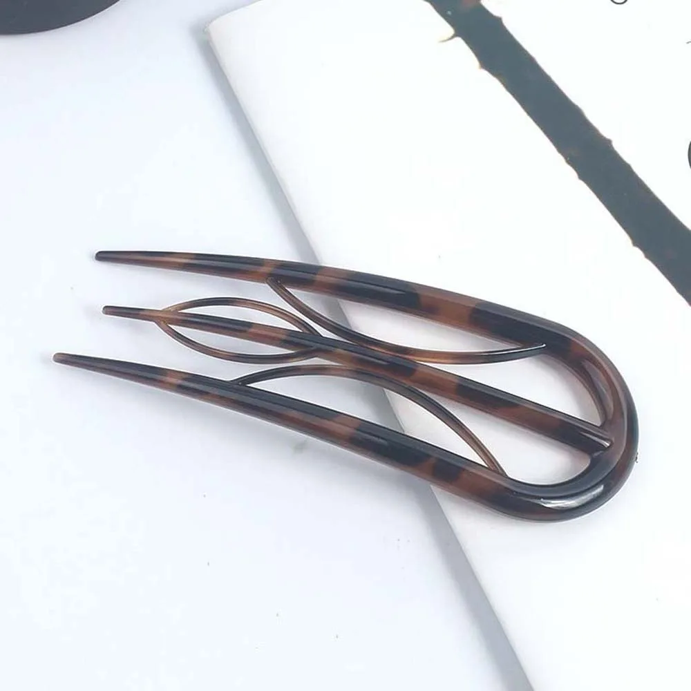 

Sweet Geometric Resin Hair Fork Waterproof Chinese Style Leaf U-shaped Hair Stick Hair Accessories Retro Lazy Hairpin Daily
