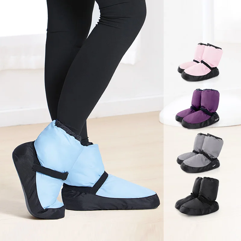 Chaussures de Ballet en peluche d'hiver pour femmes, bottes de danse doublées en polaire pour adultes et enfants, chaussons d'échauffement en coton pour la pratique du Ballet