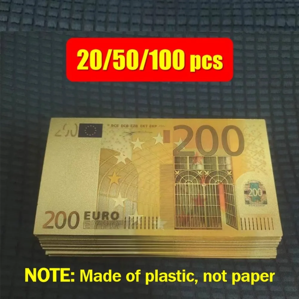 20/50/100pcs Plastic Fake Euro European Banknotes 200 Euro Bills Fake Money Gold Banknotes for Business Gifts Collection