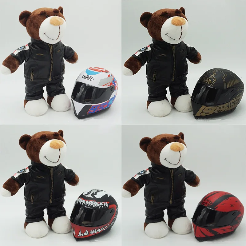 Kawaii helmet and teddy bear motorcycle decorations cute anime filled soft plush toys as gifts for friends during holidays
