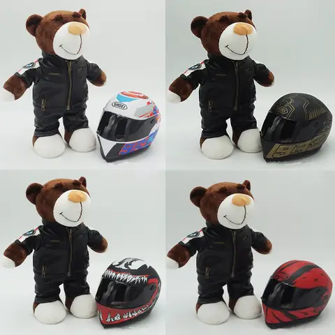 Kawaii helmet and teddy bear motorcycle decorations cute anime filled soft plush toys as gifts for friends during holidays