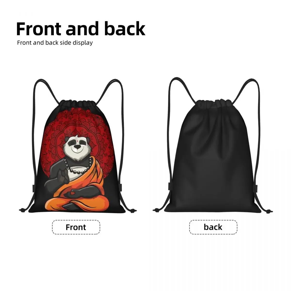 Custom Funny Panda Drawstring Bag for Training Yoga Backpacks Women Men Yoga Meditation Sports Gym Sackpack