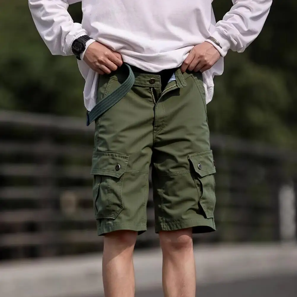 Cargo Knee Shorts Men Sports Casual Bermuda Shorts Plus Size Cotton Half Pants Golf Straight Running Gym Shorts Pants