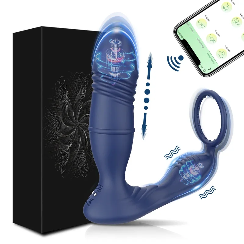 Male Thrusting Massager Bluetooth APP Vibrator Men Gay Wireless Remote Prostate Stimulator Sex Toy for Couples