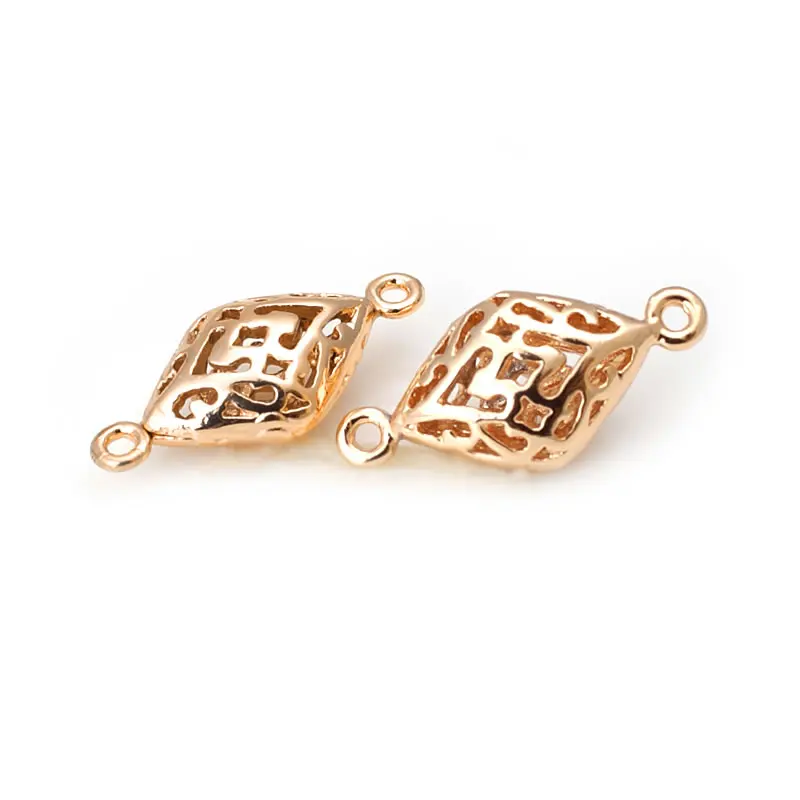 10PCS 18K Gold Color Brass Prismatic 2 holes Connect Charms Pendants High Quality Diy Jewelry Making Earrings Accessories