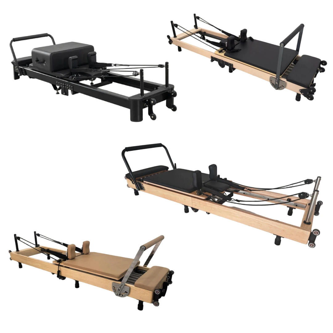 

Adjustable Foldable Pilates Reformer, Wood & Aluminum Frame for Home & Studio