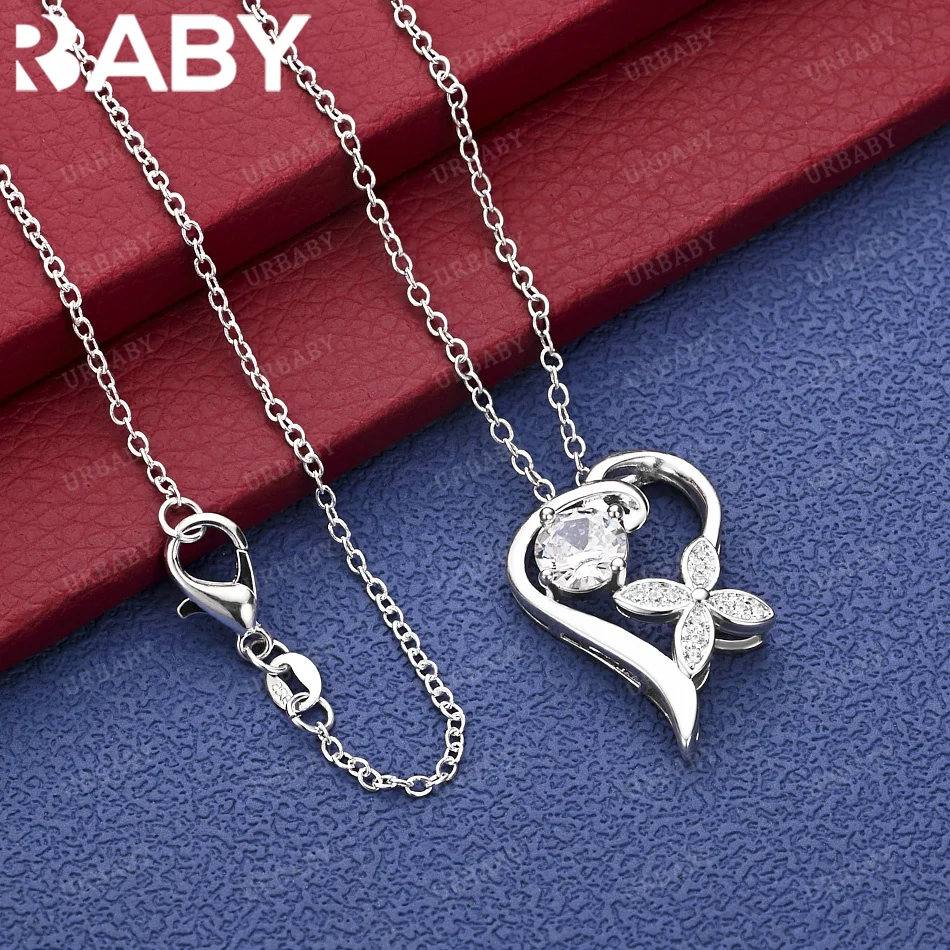 

URBABY 40-75cm 925 Sterling Silver Zircons Pendant Necklace Creativity Gifts Street All-match Party And Daily Wear