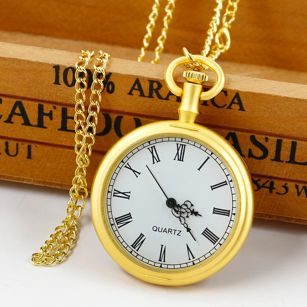 Minimalism Small Coverless Quartz Pocket Watch Roma Amber White Dial Pockets Watch Men Women Gift reloj de bolsillo