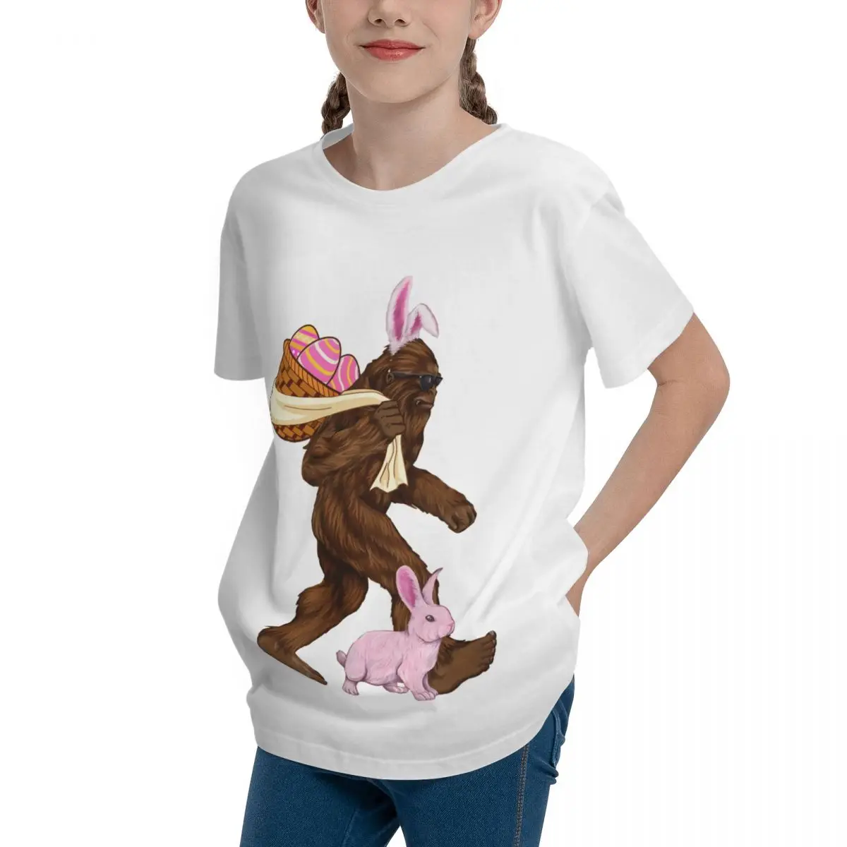 Bigfoot Sasquatch Bunny Easter Rabbit Baet Cotton Vintage Tees Funny Humor Graphic Home Fresh Teeanger T-Shirt