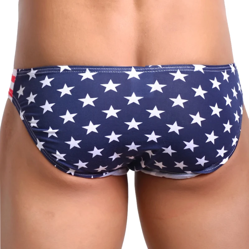 Sexy Gay Underwear Men Briefs Shorts USA Flag Printed Cotton Pouch Low-waist Male Underpants calzoncillos Briefs